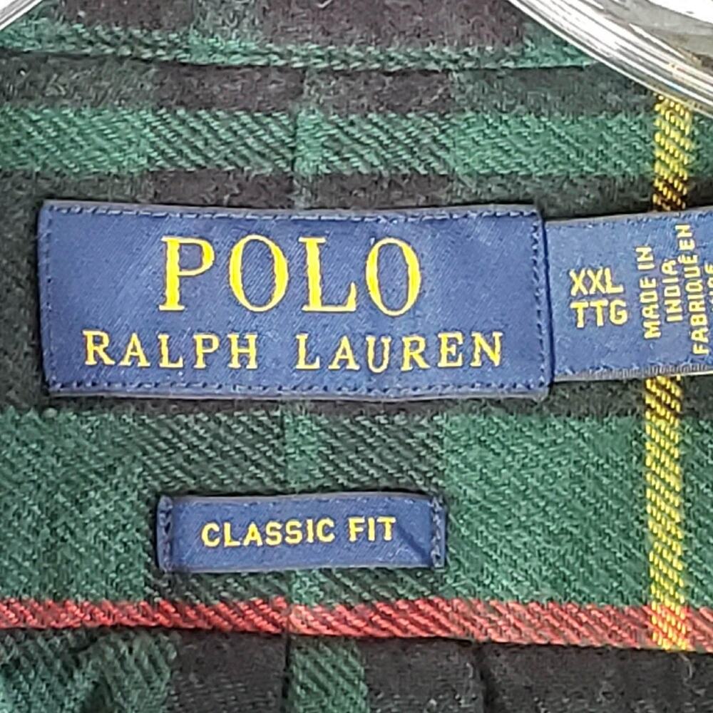 Polo Ralph Lauren Oxford Shirt Men's Size XXL Green Plaid LS Button Down - Picture 6 of 9